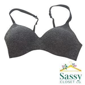 Hanes Wireless Bra 36C Gray Black Weathered Full Coverage Comfort Flex EUC